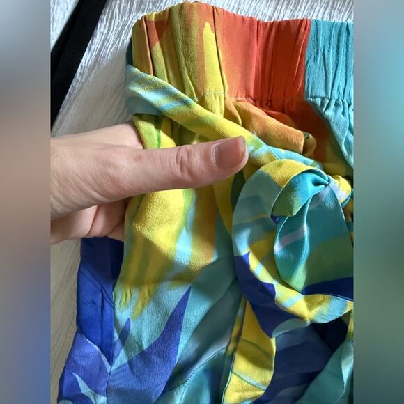 NWT Moda Baronessa Ari Short Canaria Print High Rise Belted Silk Shorts Small - Picture 9 of 9